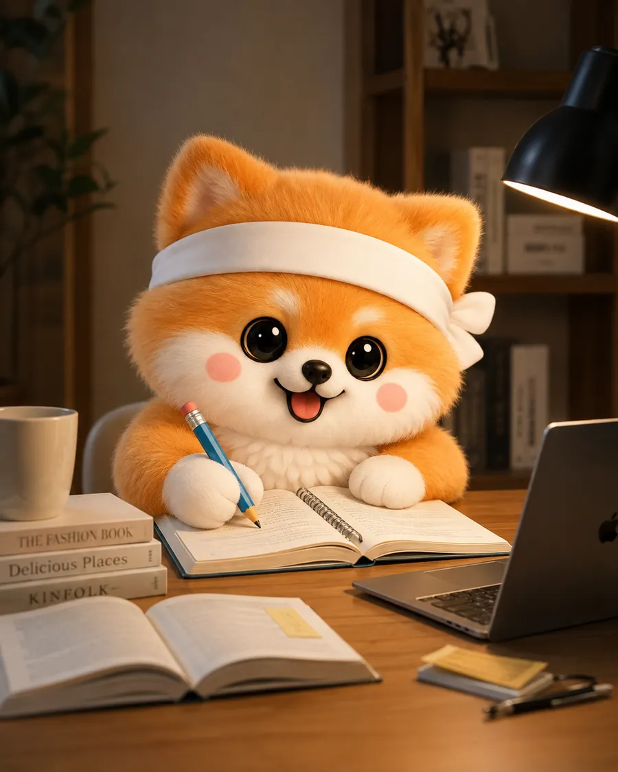공부 중인 포메를 비추는 카메라 프리뷰